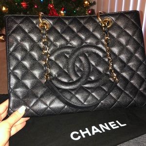 Chanel Black Caviar Grand shopping tote